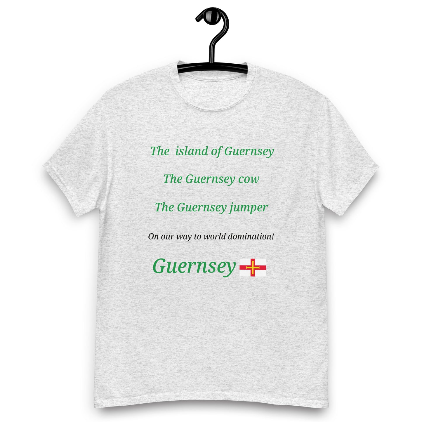 Men's classic tee (The island of Guernsey, The Guernsey cow, The Guernsey jumper - on our way to World domination)