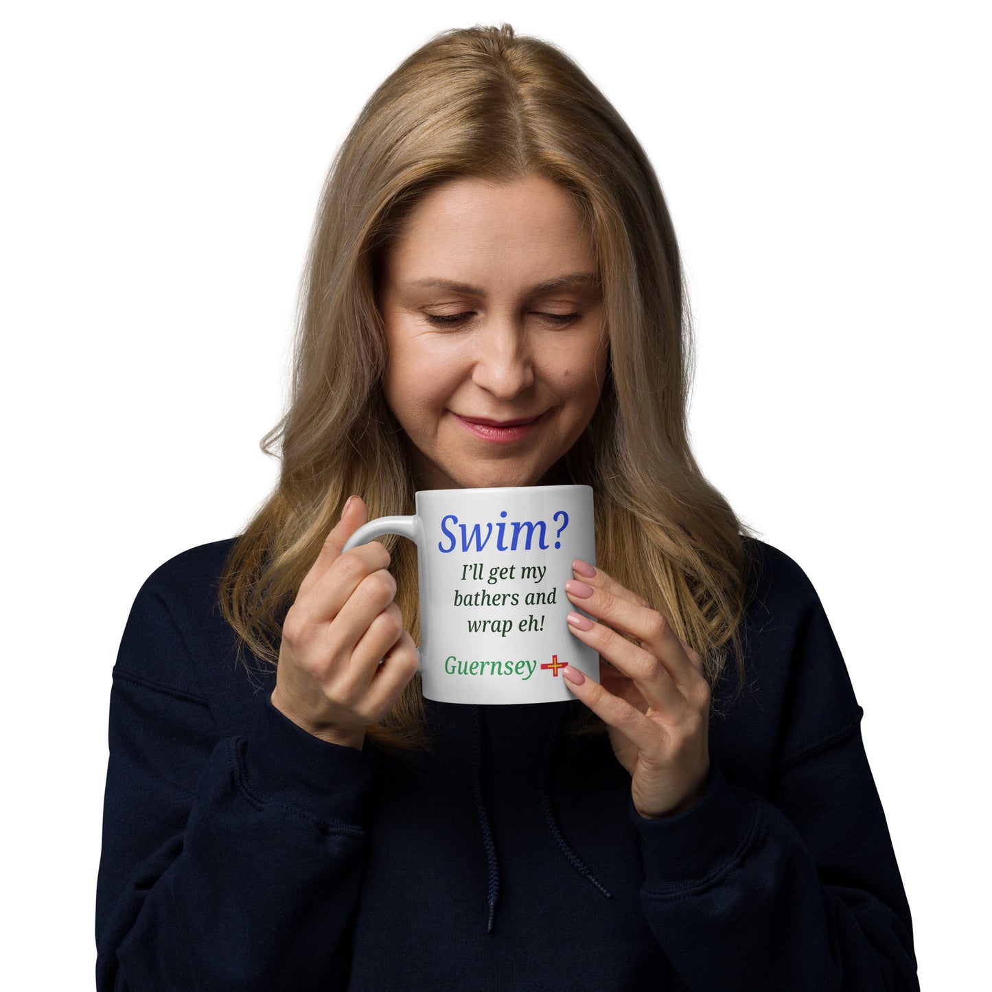 White glossy mug (Swim? I'll get my bathers and wrap eh!)