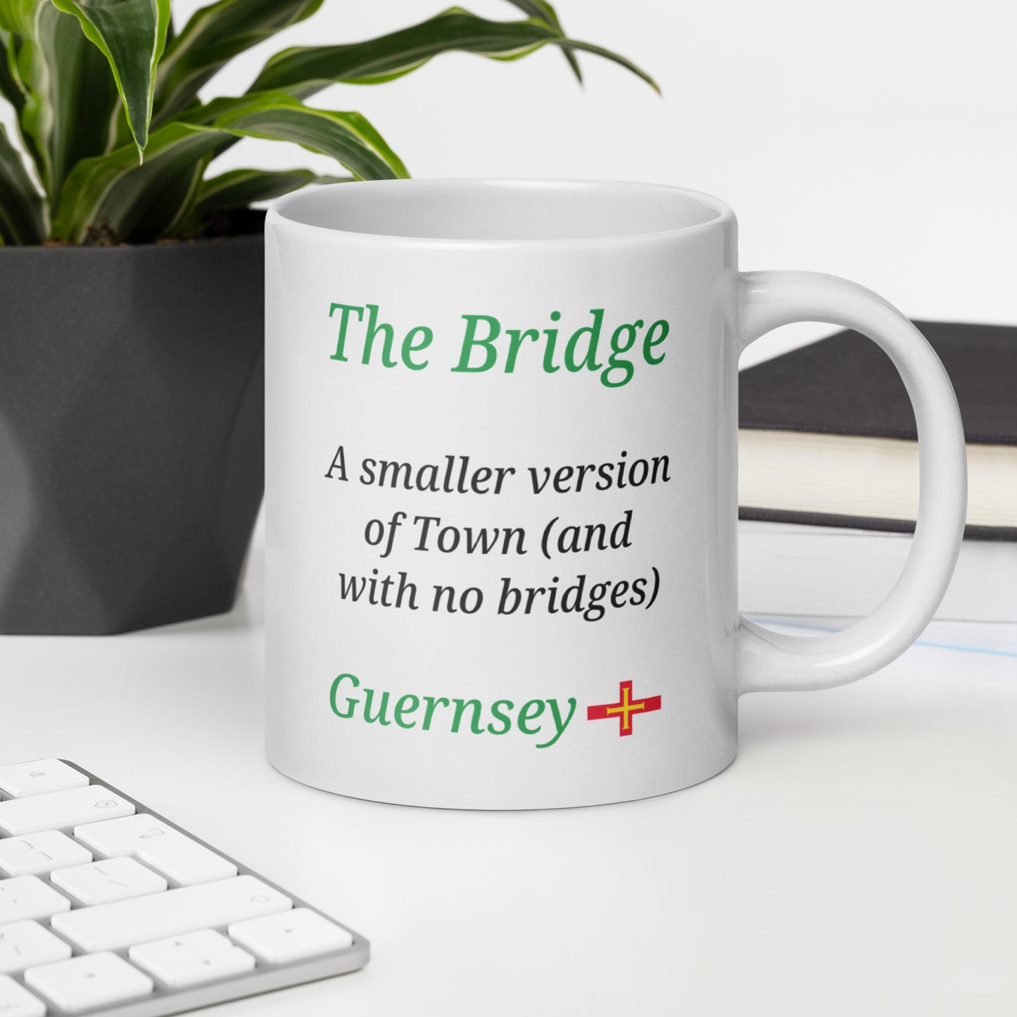 White glossy mug (The Bridge - A smaller version of Town - and with no bridges)