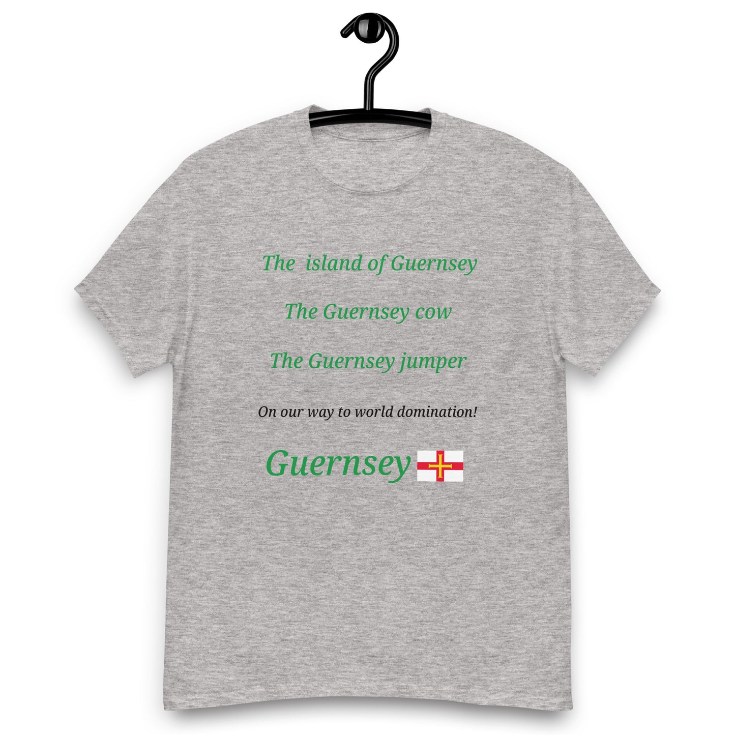 Men's classic tee (The island of Guernsey, The Guernsey cow, The Guernsey jumper - on our way to World domination)