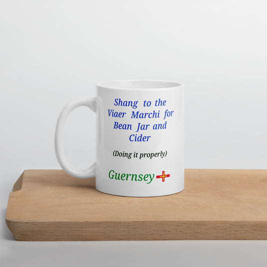 White glossy mug (Shang to the Viaer Marchi for Bean Jar and Cider - doing it properly)