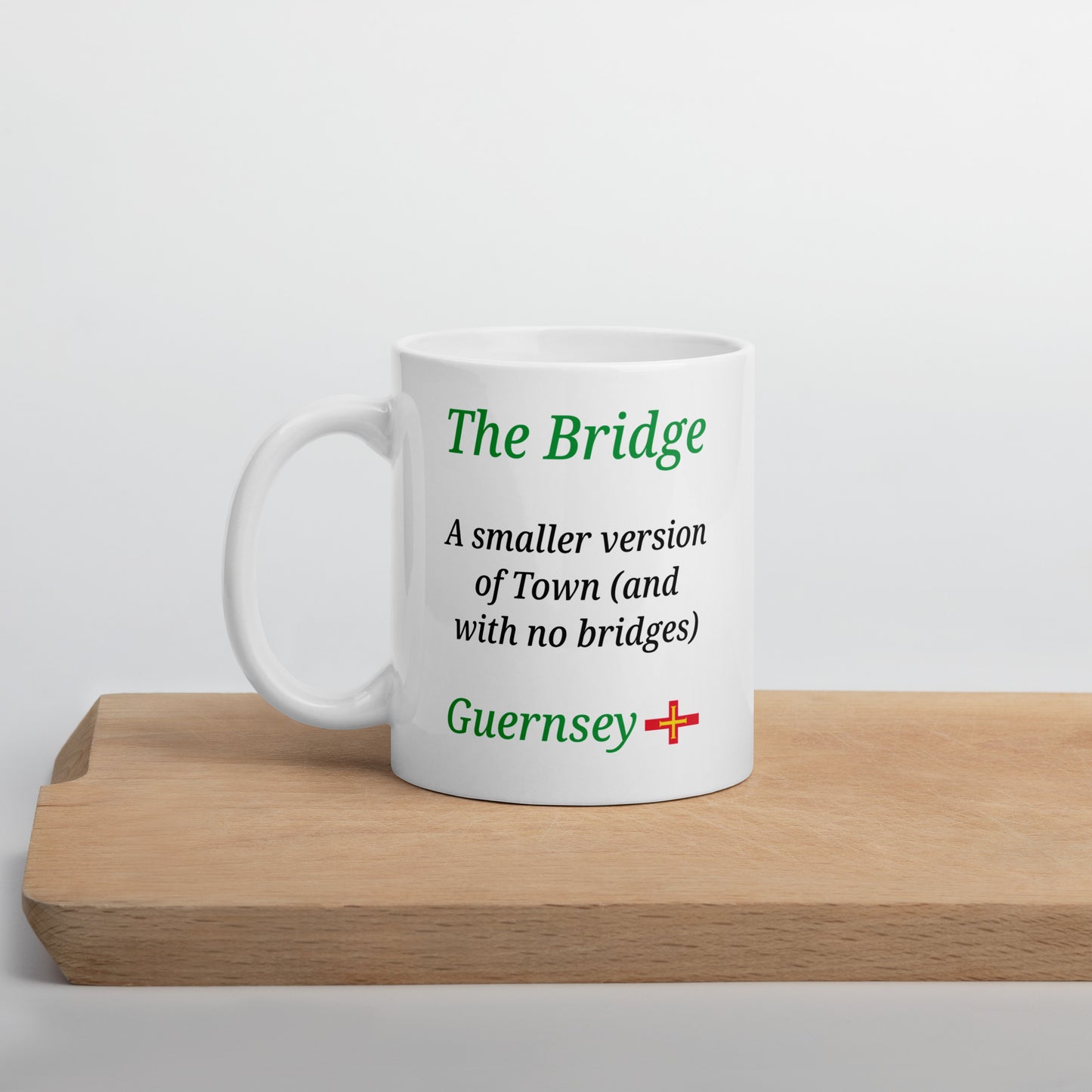 White glossy mug (The Bridge - A smaller version of Town - and with no bridges)