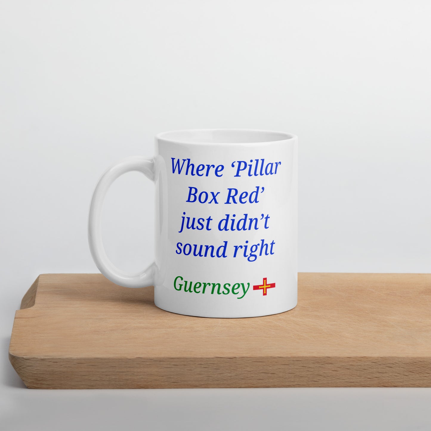 White glossy mug (Where "pillar box red" just didn't sound right)