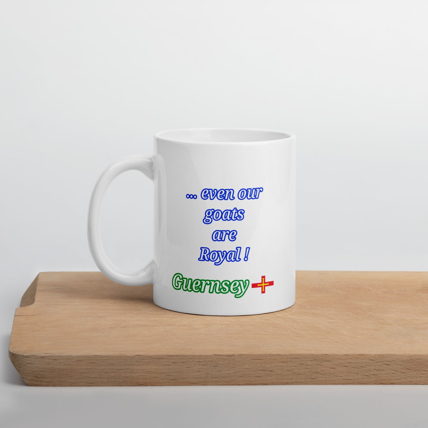 White glossy mug (Royal Golden Guernsey Goat)