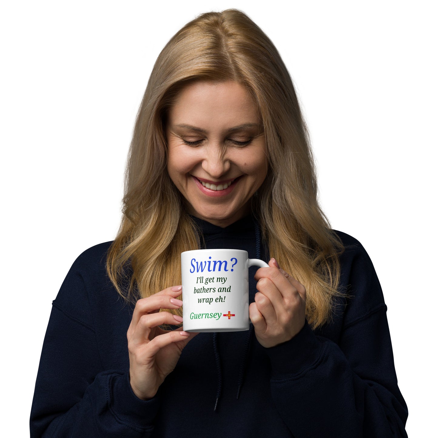 White glossy mug (Swim?  I'll get my bathers and wrap eh!)