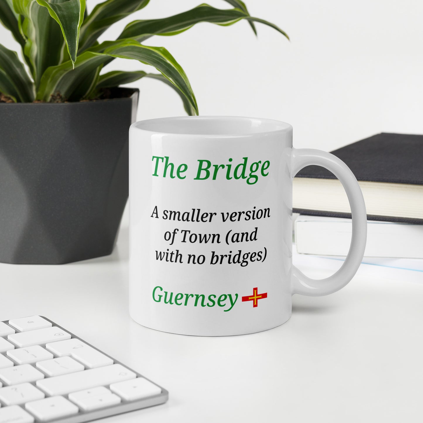 White glossy mug (The Bridge - A smaller version of Town - and with no bridges)
