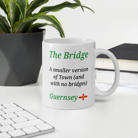 White glossy mug (The Bridge - A smaller version of Town - and with no bridges)