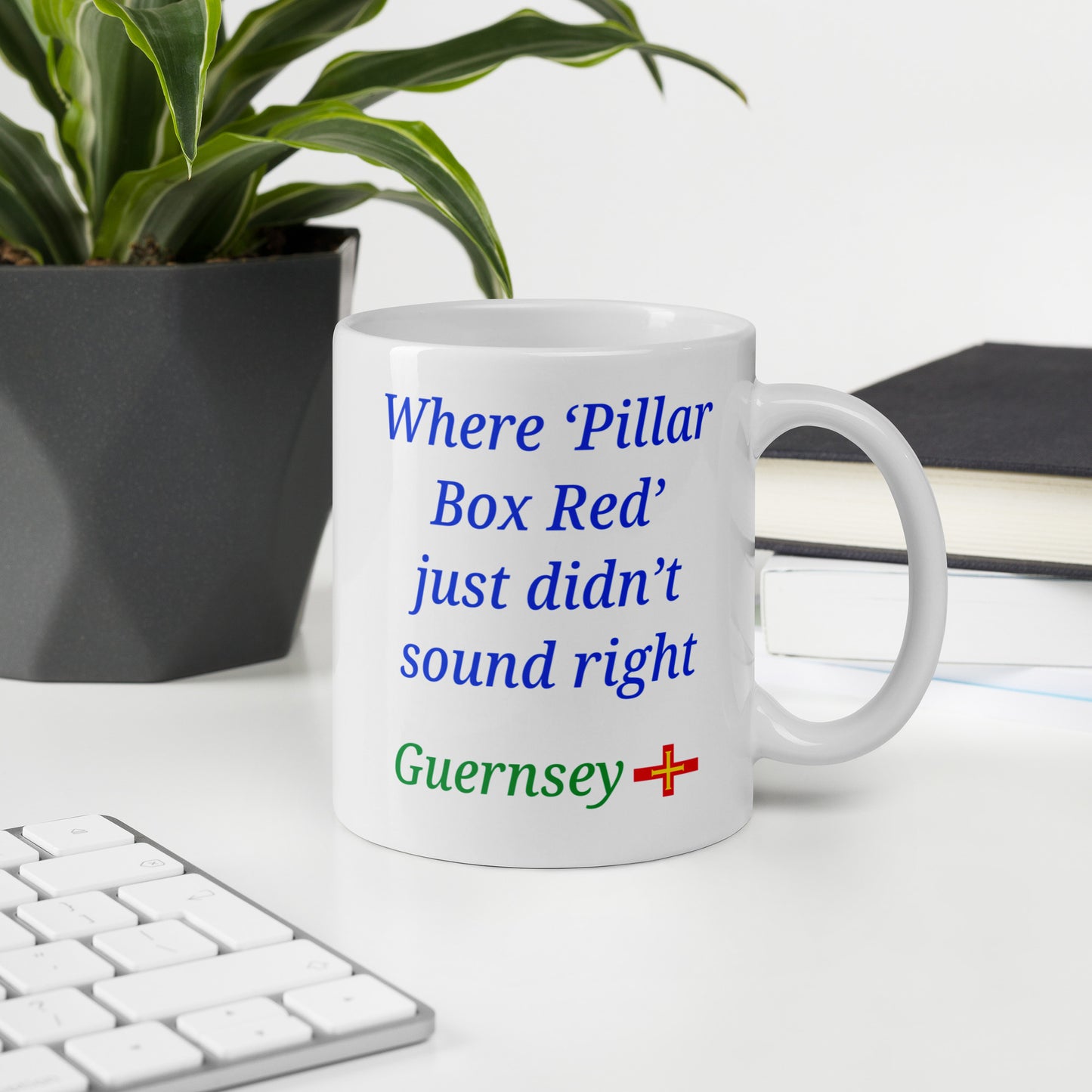 White glossy mug (Where "pillar box red" just didn't sound right)