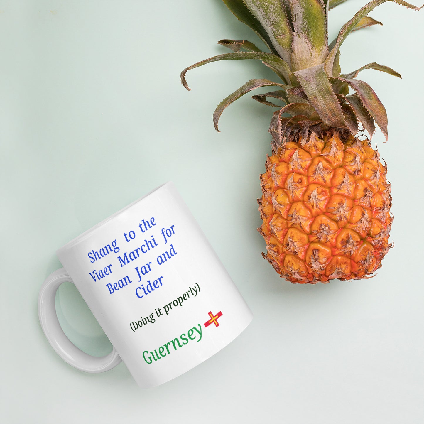 White glossy mug (Shang to the Viaer Marchi for Bean Jar and Cider - doing it properly)