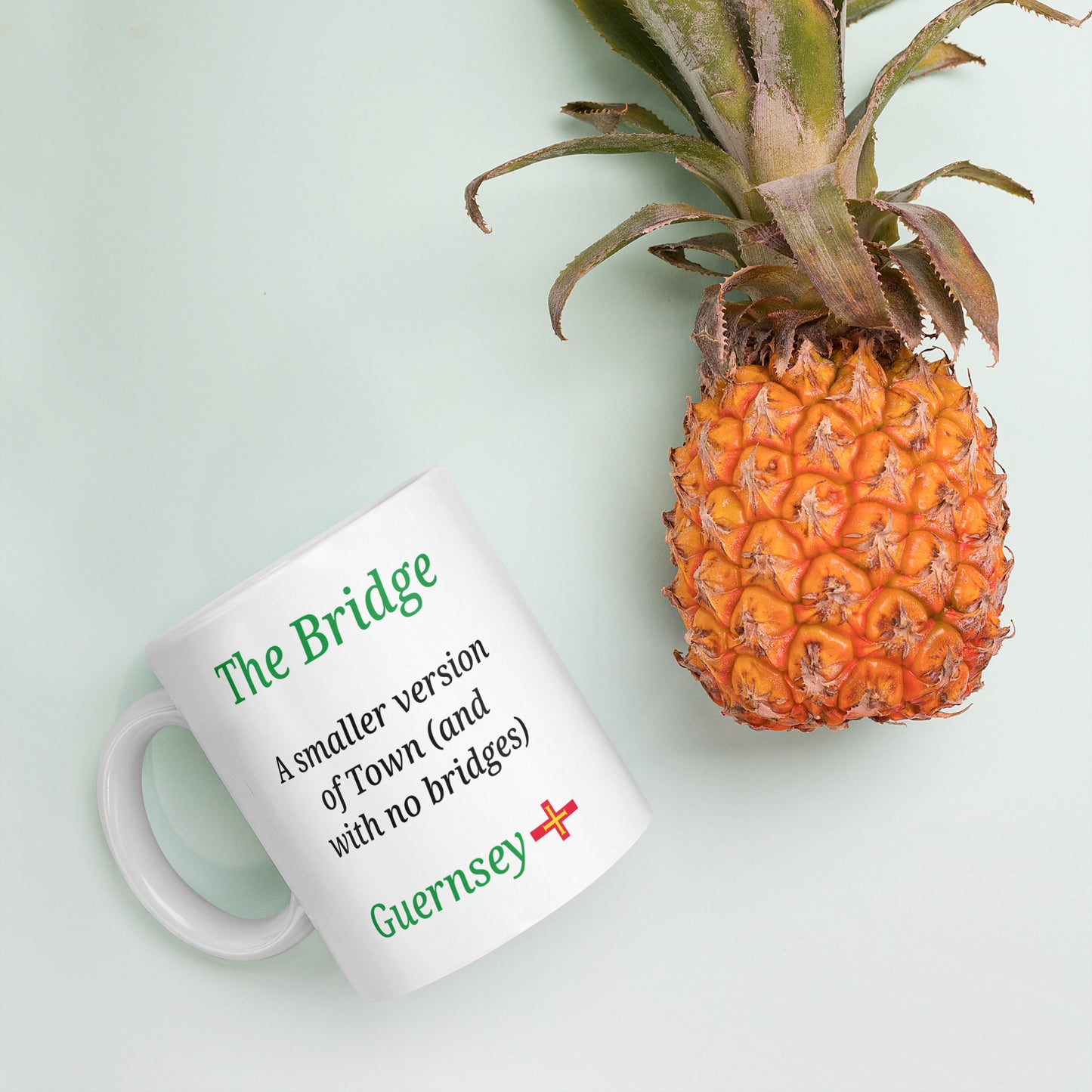 White glossy mug (The Bridge - A smaller version of Town - and with no bridges)