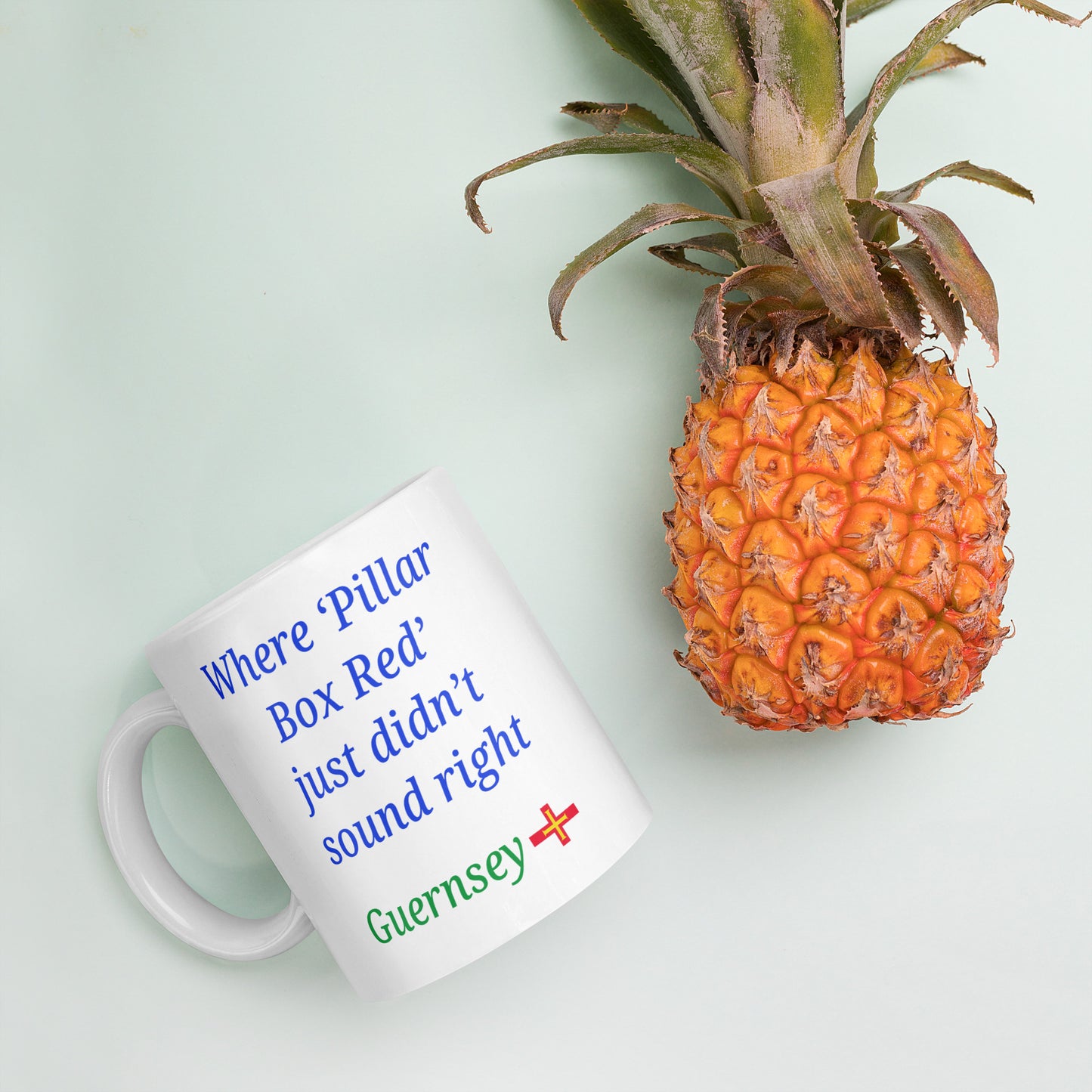 White glossy mug (Where "pillar box red" just didn't sound right)
