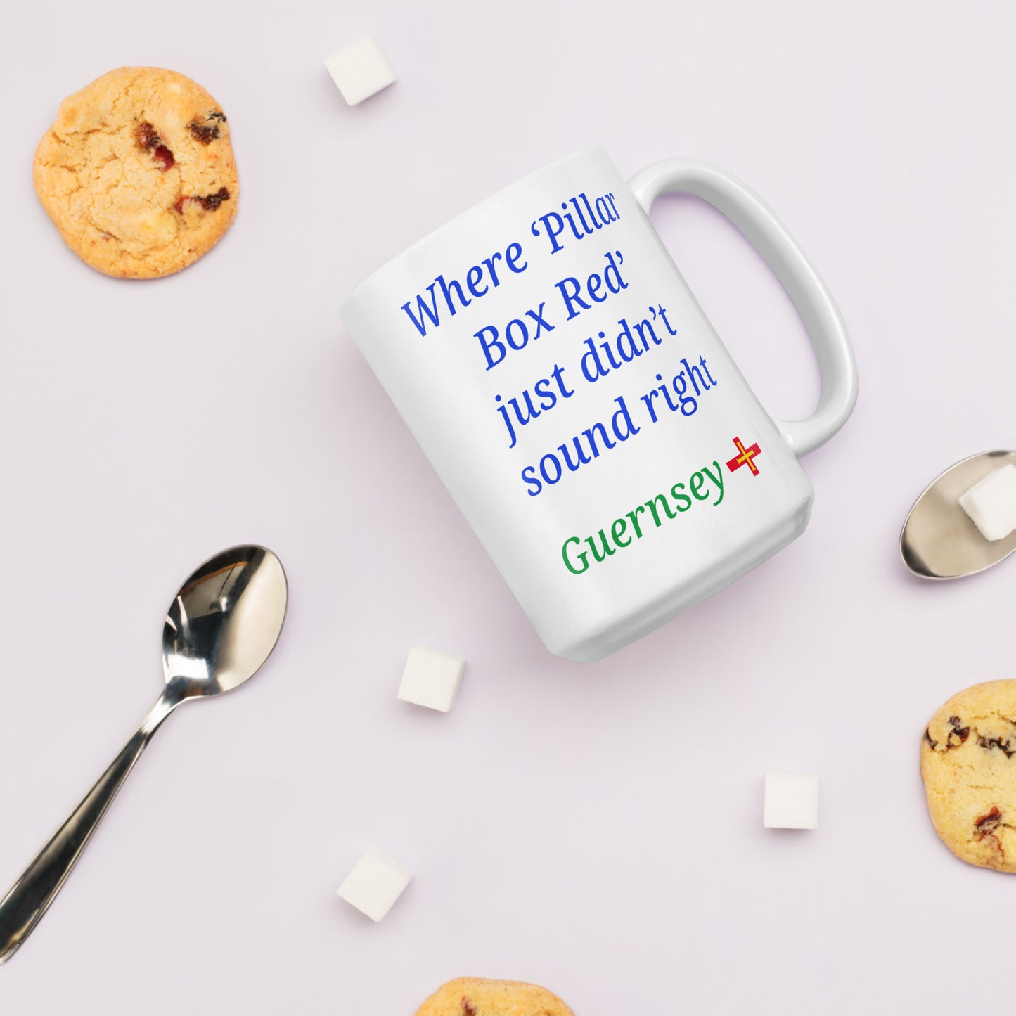 White glossy mug (Where "pillar box red" just didn't sound right)