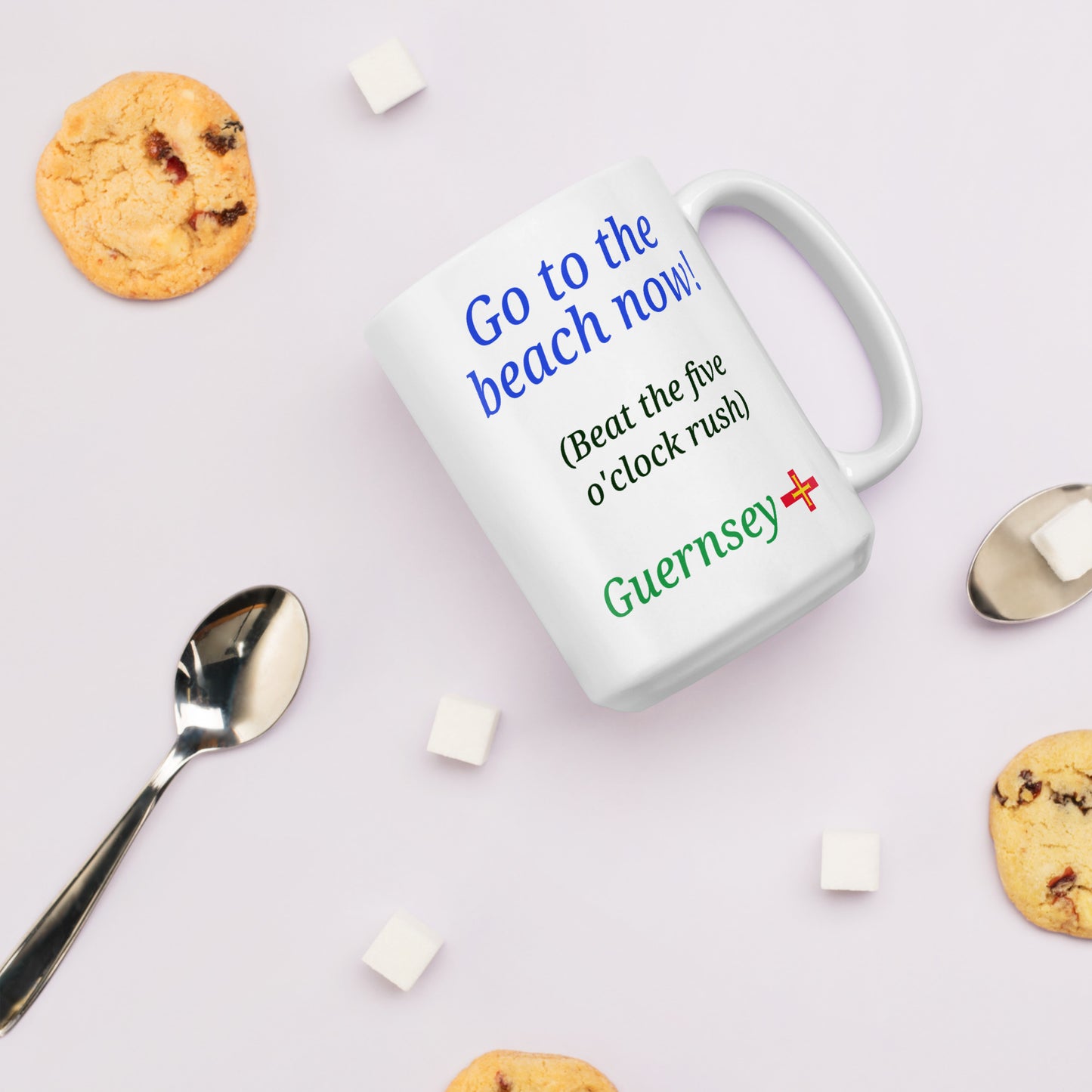 White glossy mug (Go to the beach now - beat the five o'clock rush)