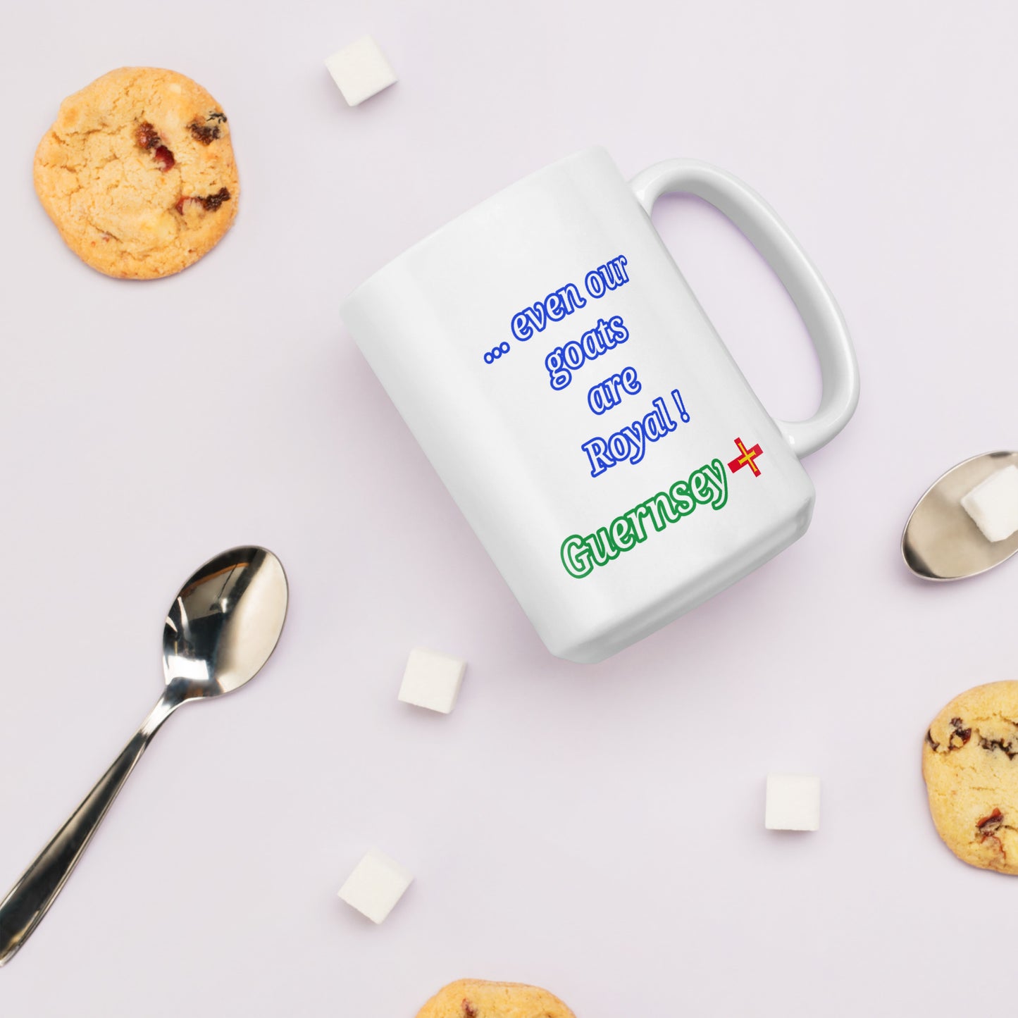 White glossy mug (Royal Golden Guernsey Goat)
