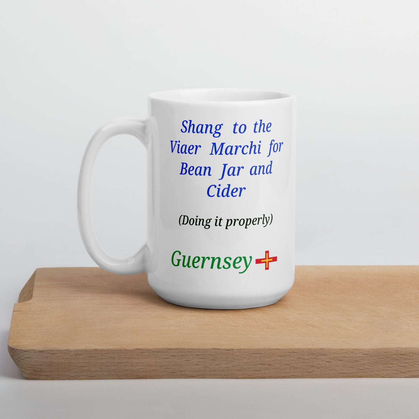 White glossy mug (Shang to the Viaer Marchi for Bean Jar and Cider - doing it properly)