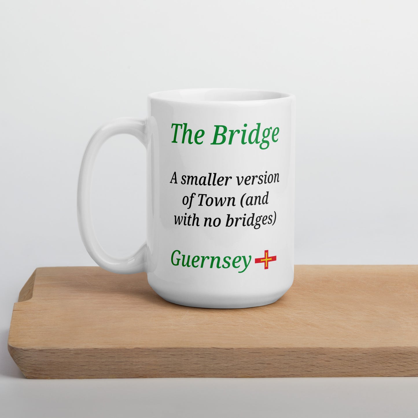 White glossy mug (The Bridge - A smaller version of Town - and with no bridges)