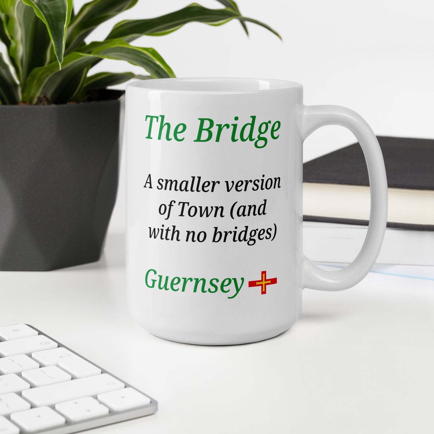 White glossy mug (The Bridge - A smaller version of Town - and with no bridges)