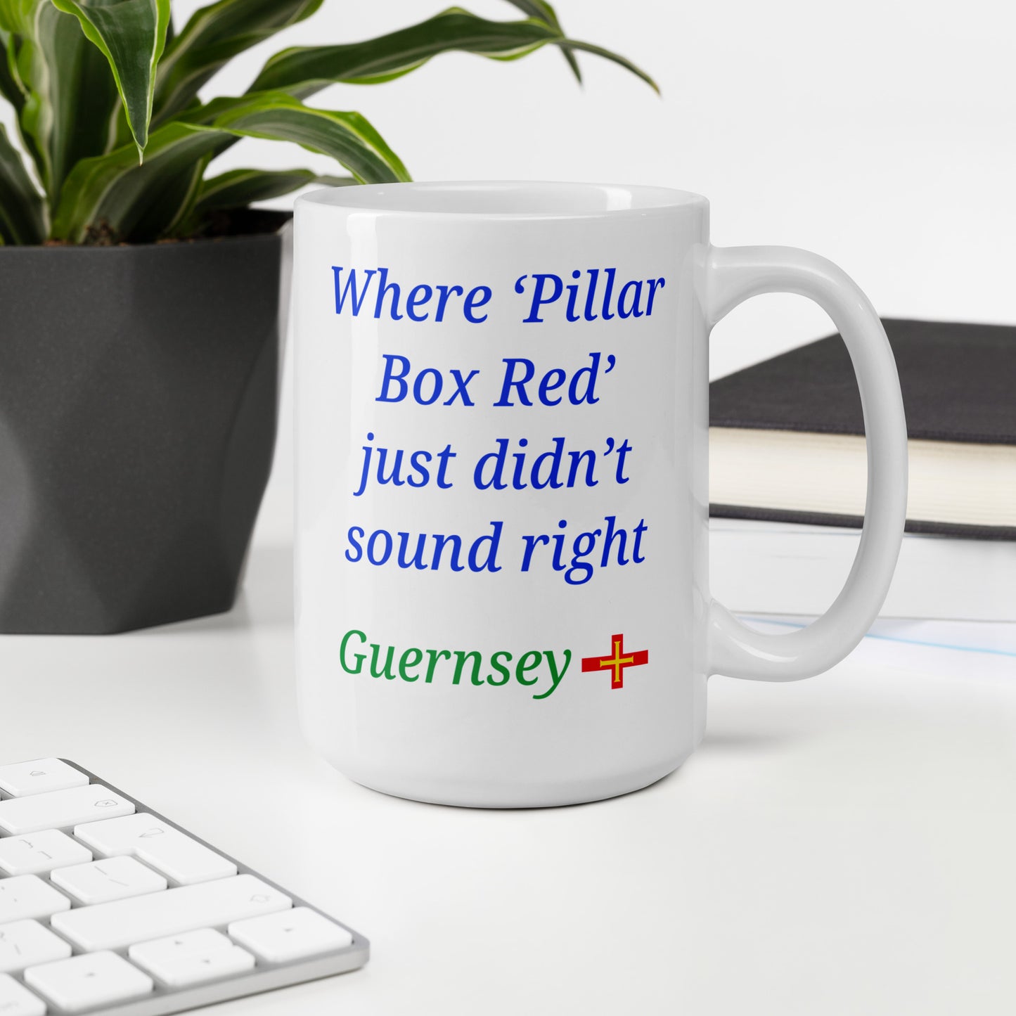 White glossy mug (Where "pillar box red" just didn't sound right)