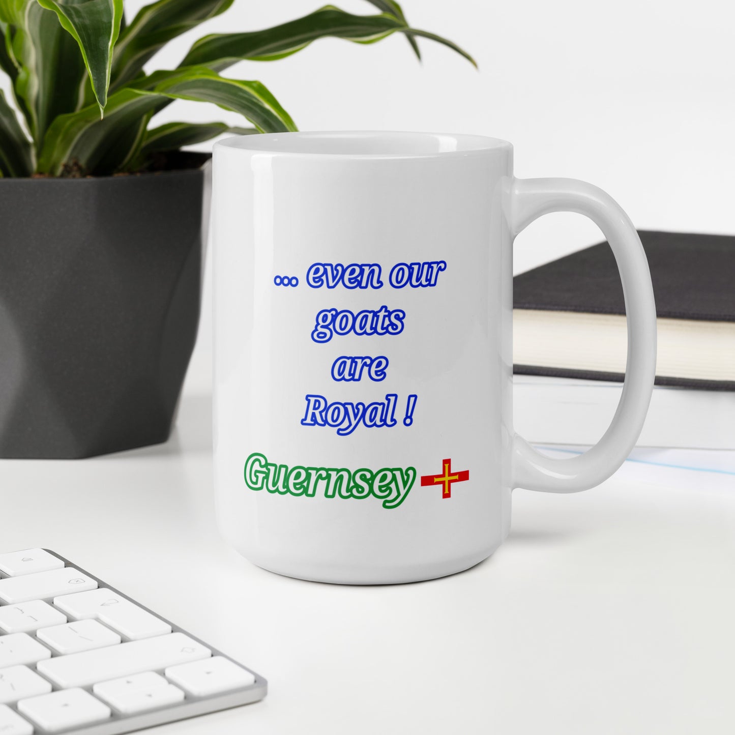 White glossy mug (Royal Golden Guernsey Goat)