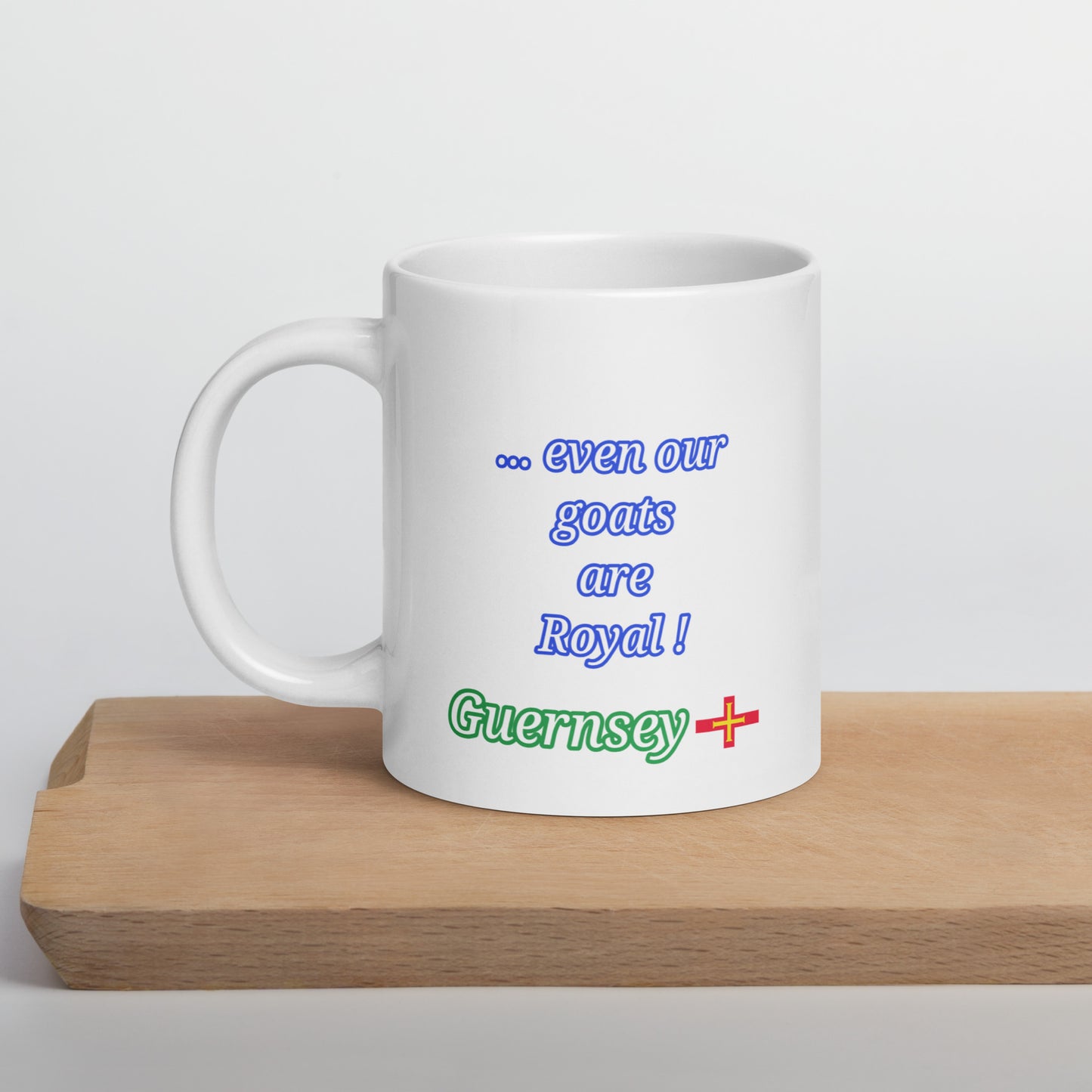 White glossy mug (Royal Golden Guernsey Goat)