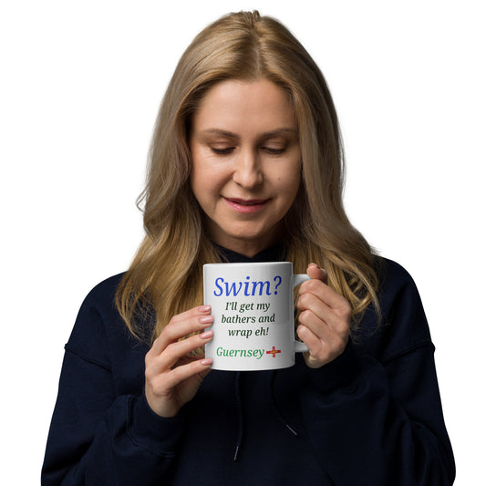 White glossy mug (Swim?  I'll get my bathers and wrap eh!)