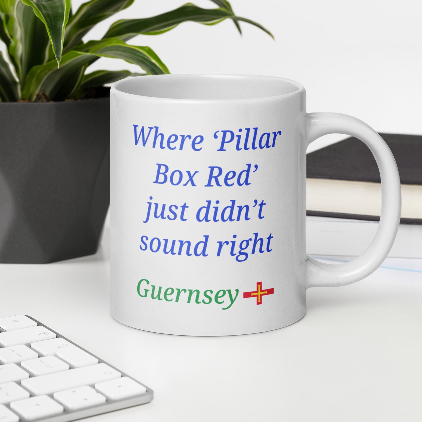 White glossy mug (Where "pillar box red" just didn't sound right)